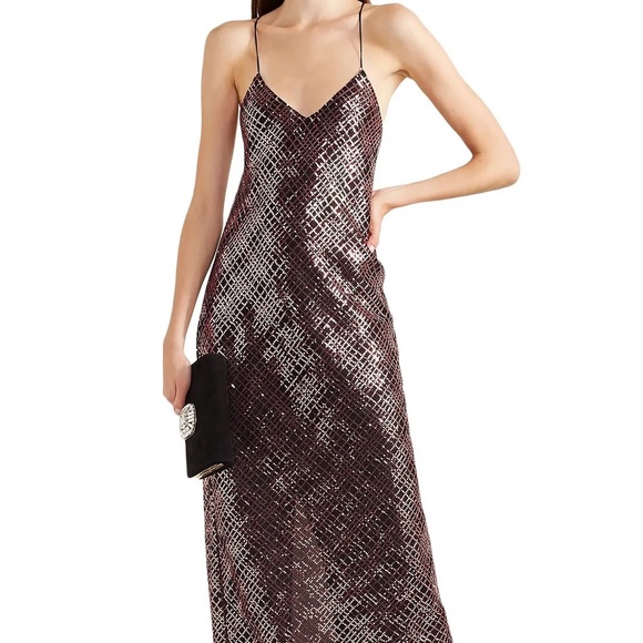 NWT Michelle Mason. Open-back sequined tulle slip dress. Midi length. - Picture 1 of 4